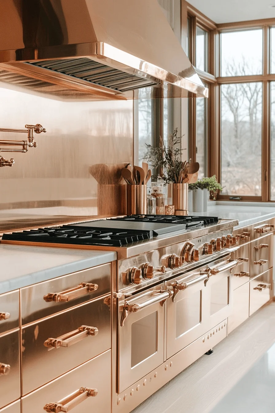 rose gold kitchen cabinets