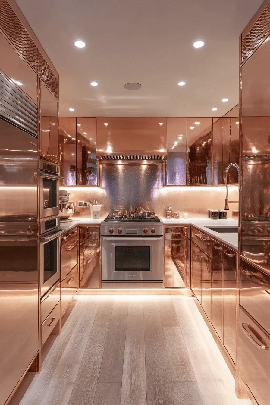 rose gold kitchen cabinets
