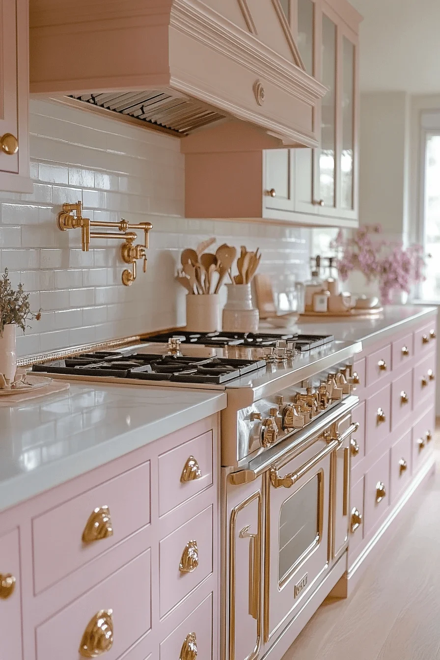 rose gold kitchen cabinets