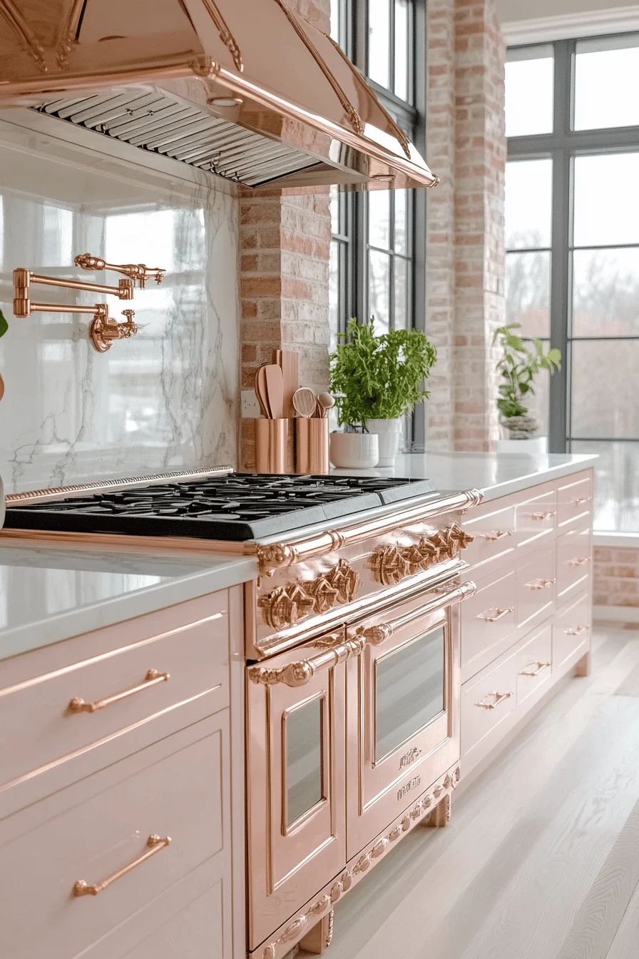 rose gold kitchen cabinets