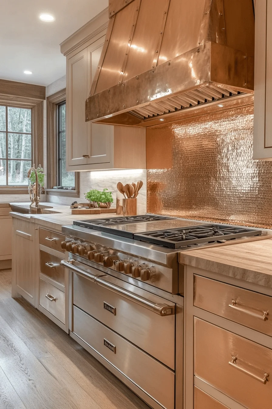 rose gold kitchen cabinets