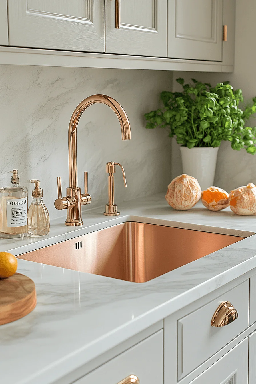 rose gold kitchen cabinets