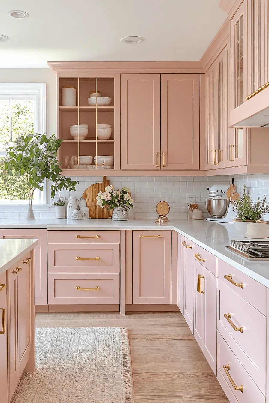 rose gold kitchen cabinets