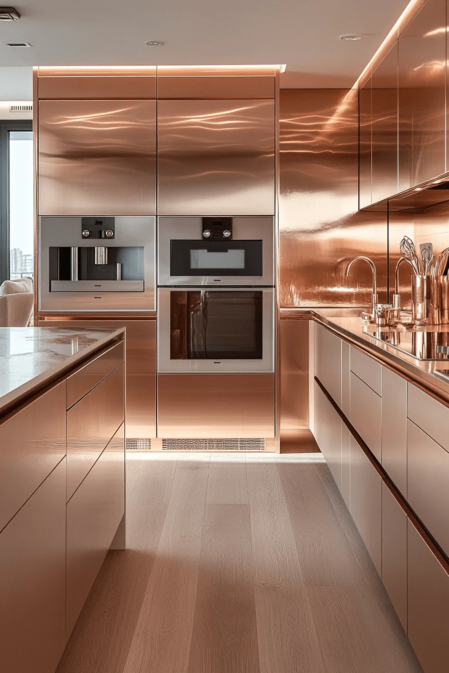 rose gold kitchen cabinets