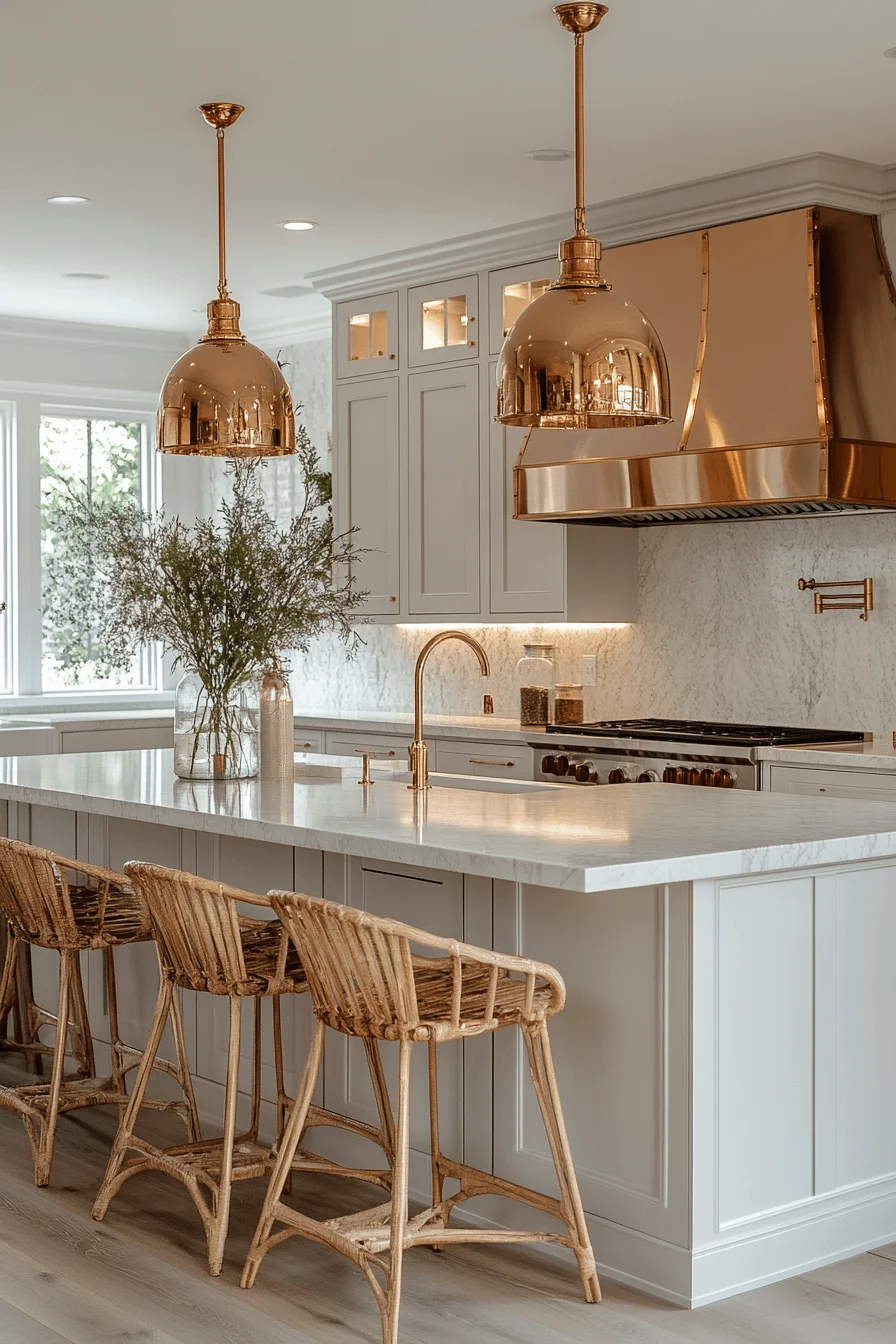 rose gold kitchen cabinets