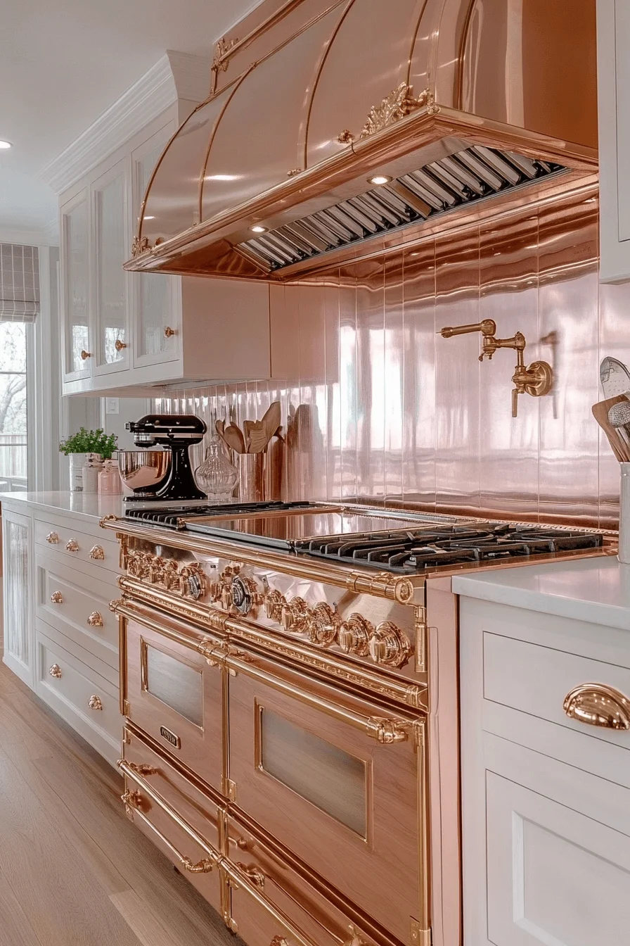 rose gold kitchen cabinets