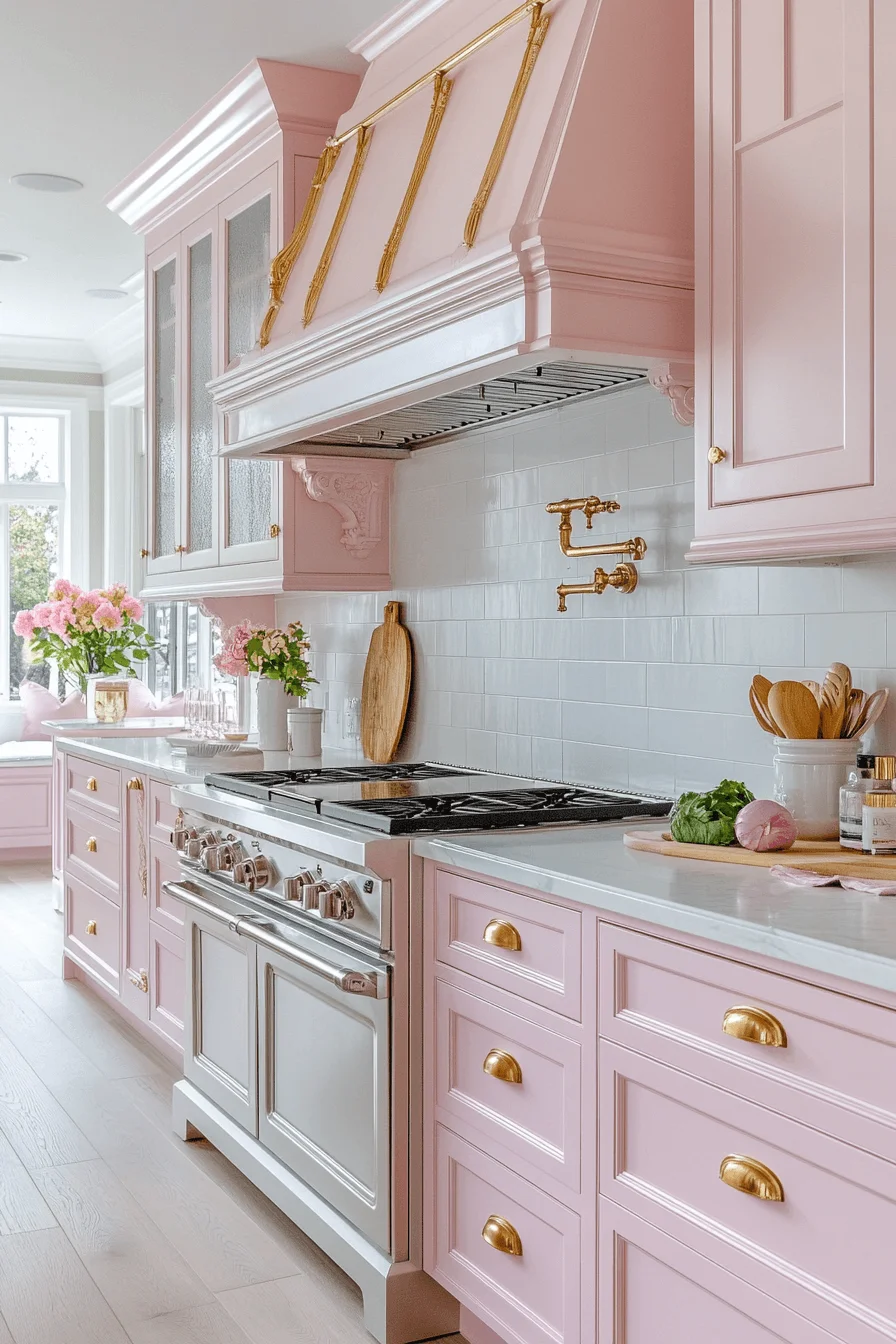 rose gold kitchen cabinets