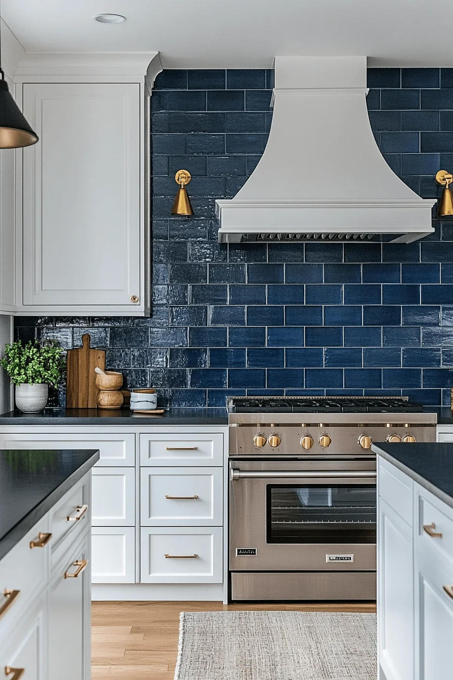 blue backsplash kitchen