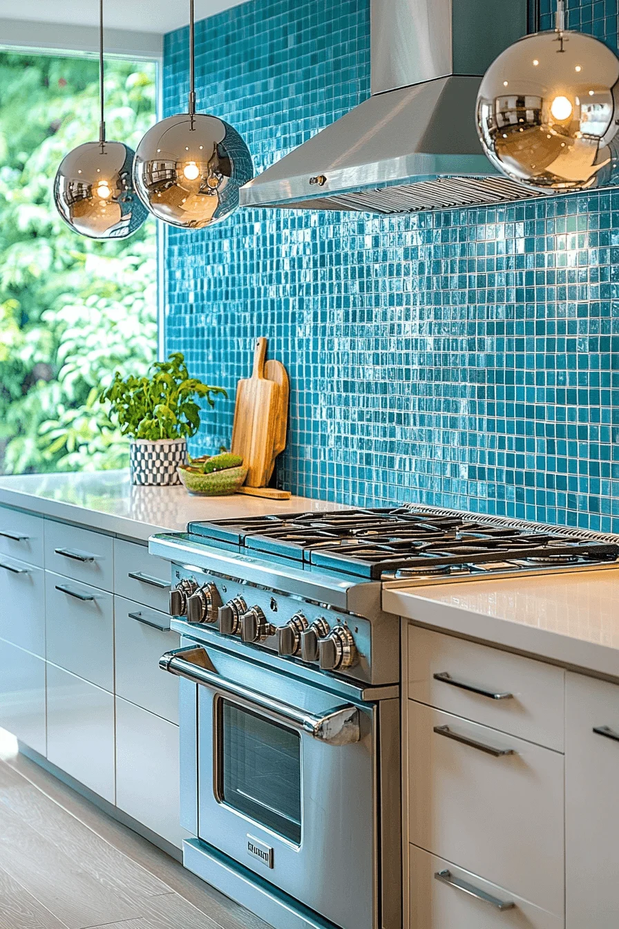 blue backsplash kitchen