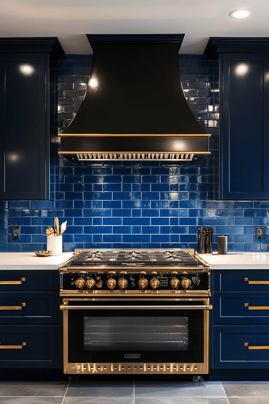 blue backsplash kitchen