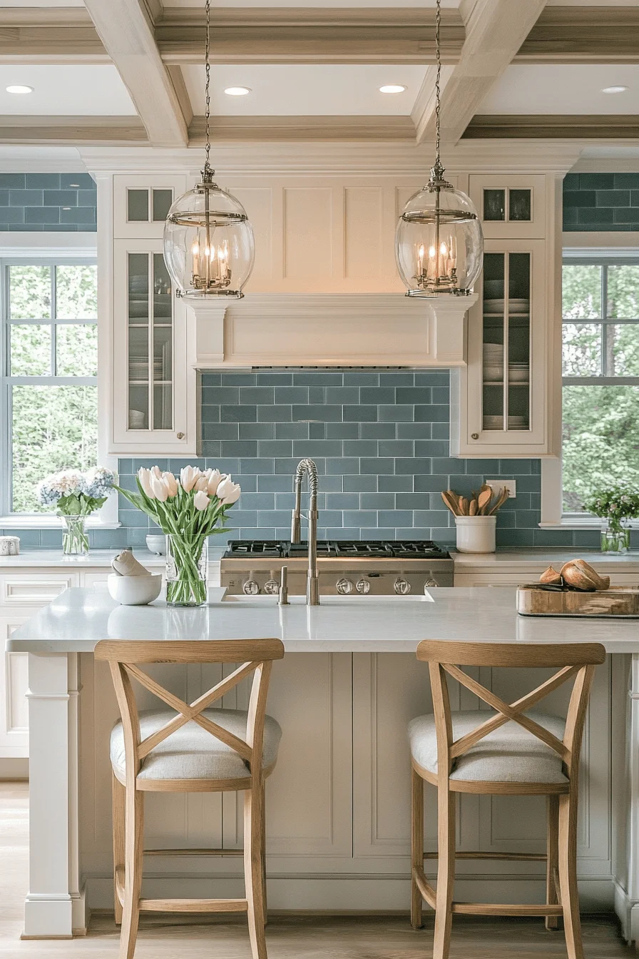 blue backsplash kitchen