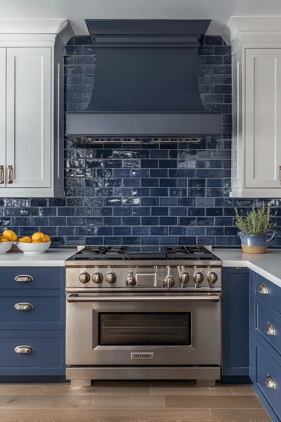 blue backsplash kitchen