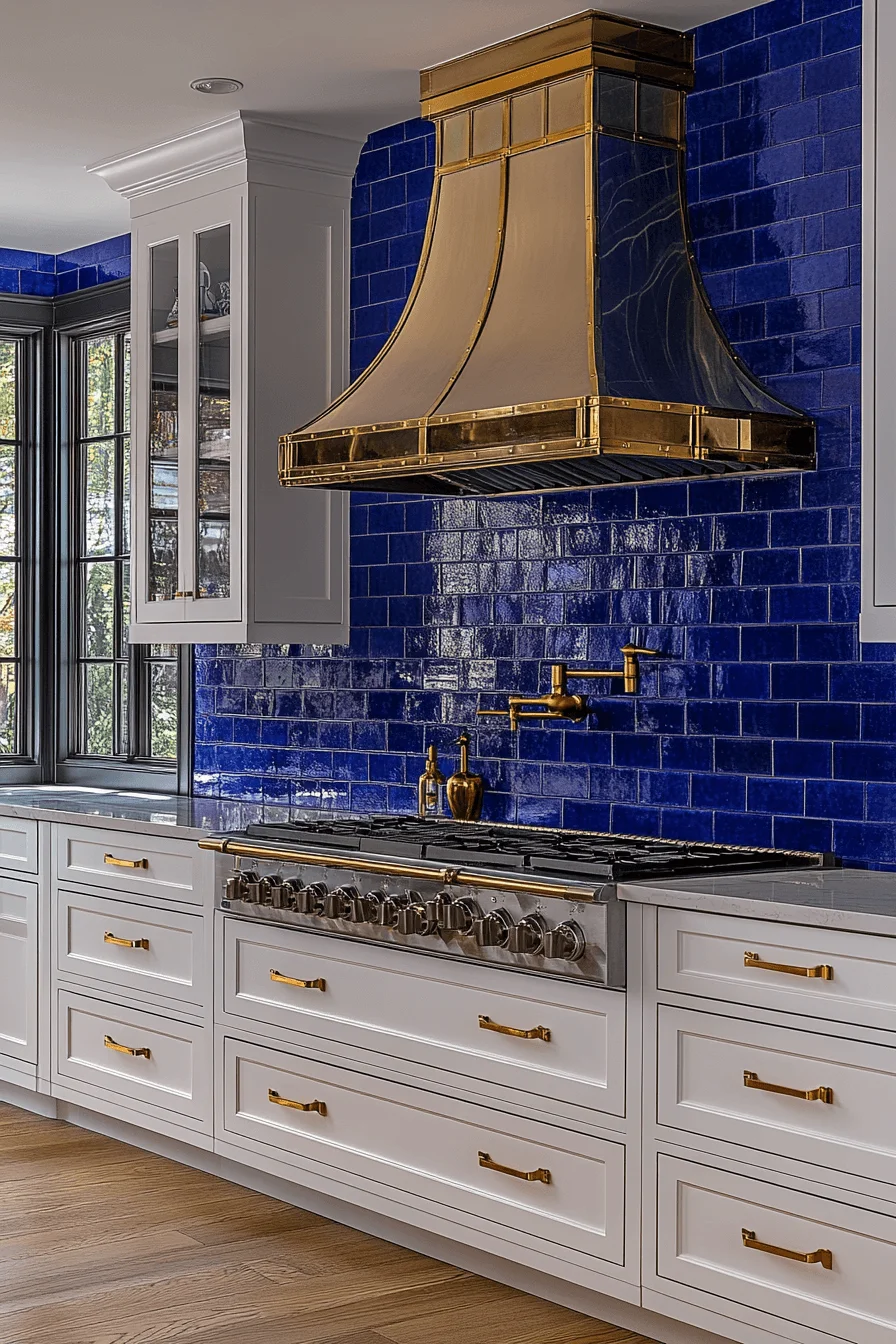 blue backsplash kitchen