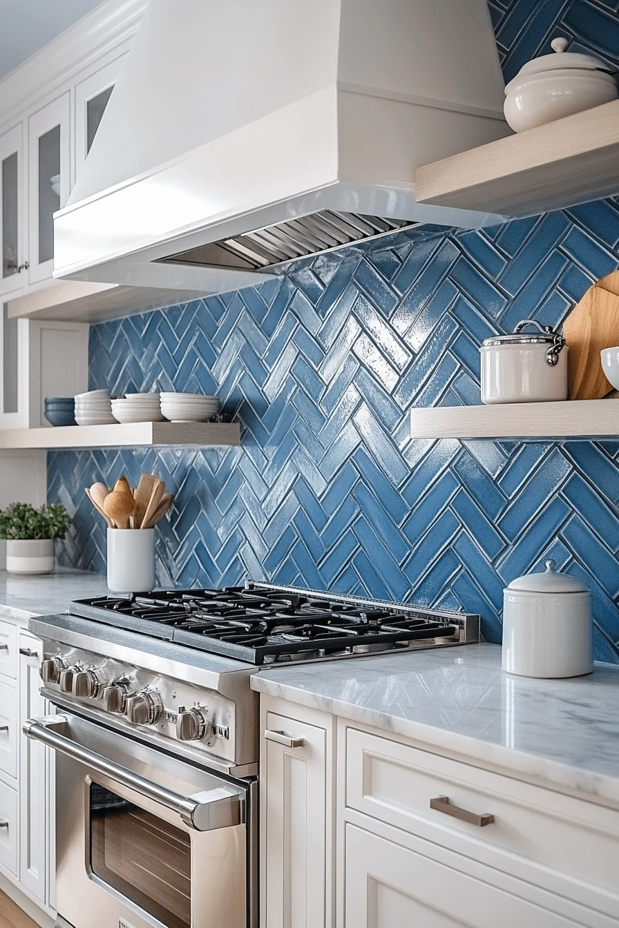 blue backsplash kitchen