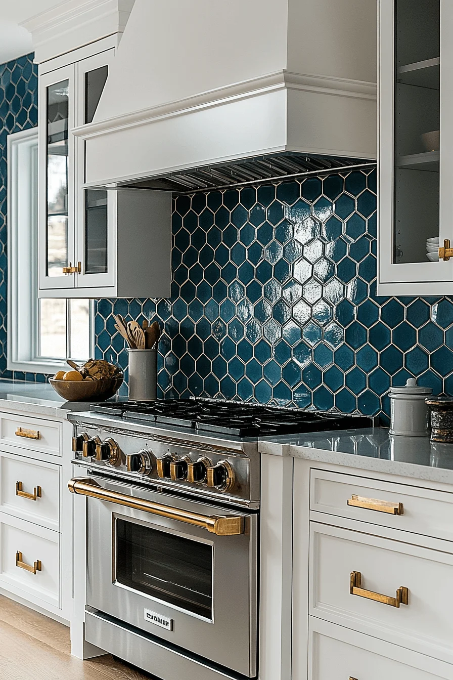 blue backsplash kitchen