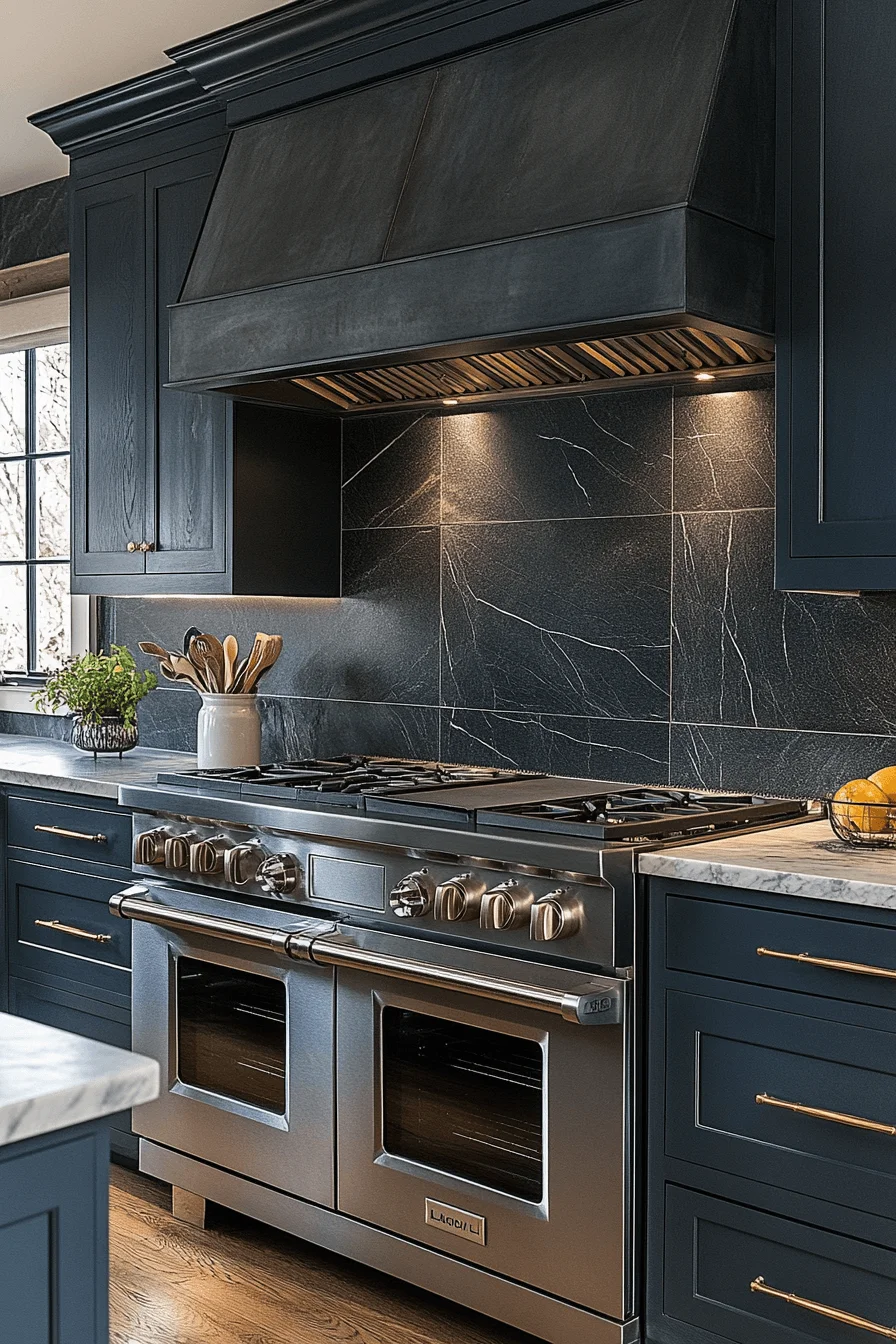 blue backsplash kitchen