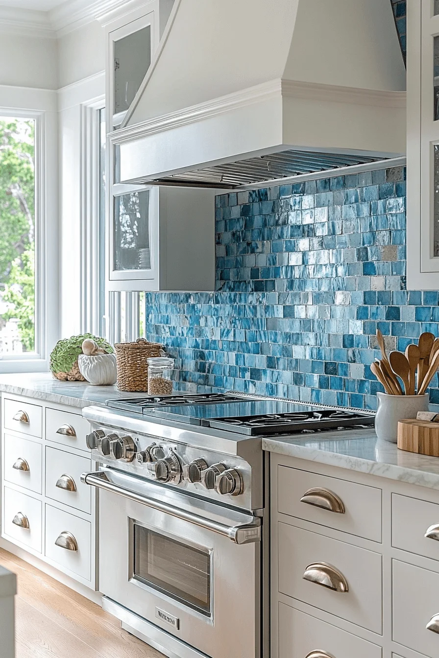 blue backsplash kitchen