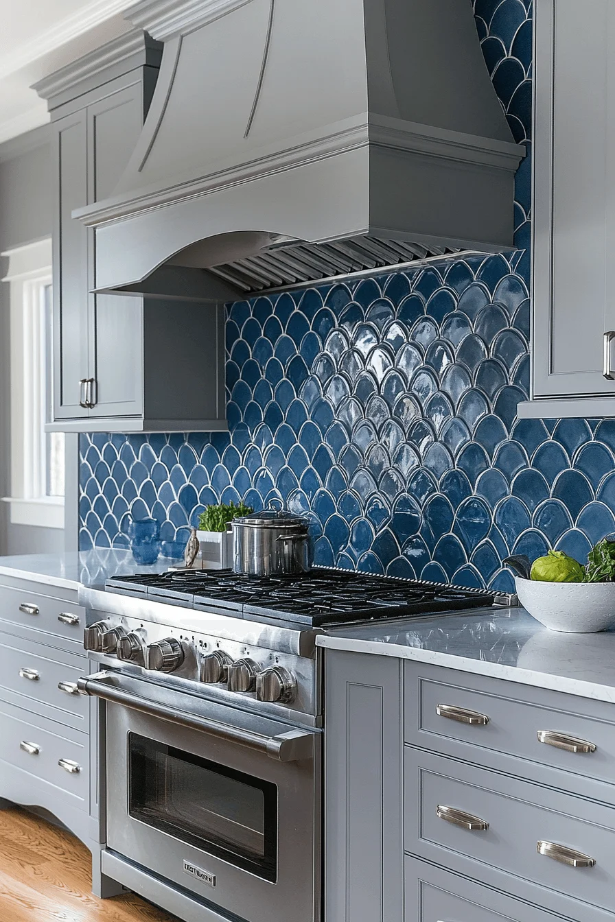blue backsplash kitchen