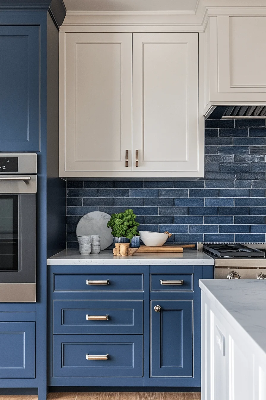 blue backsplash kitchen