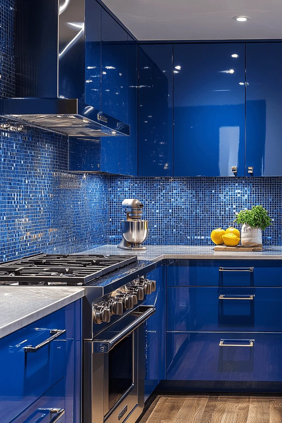 blue backsplash kitchen