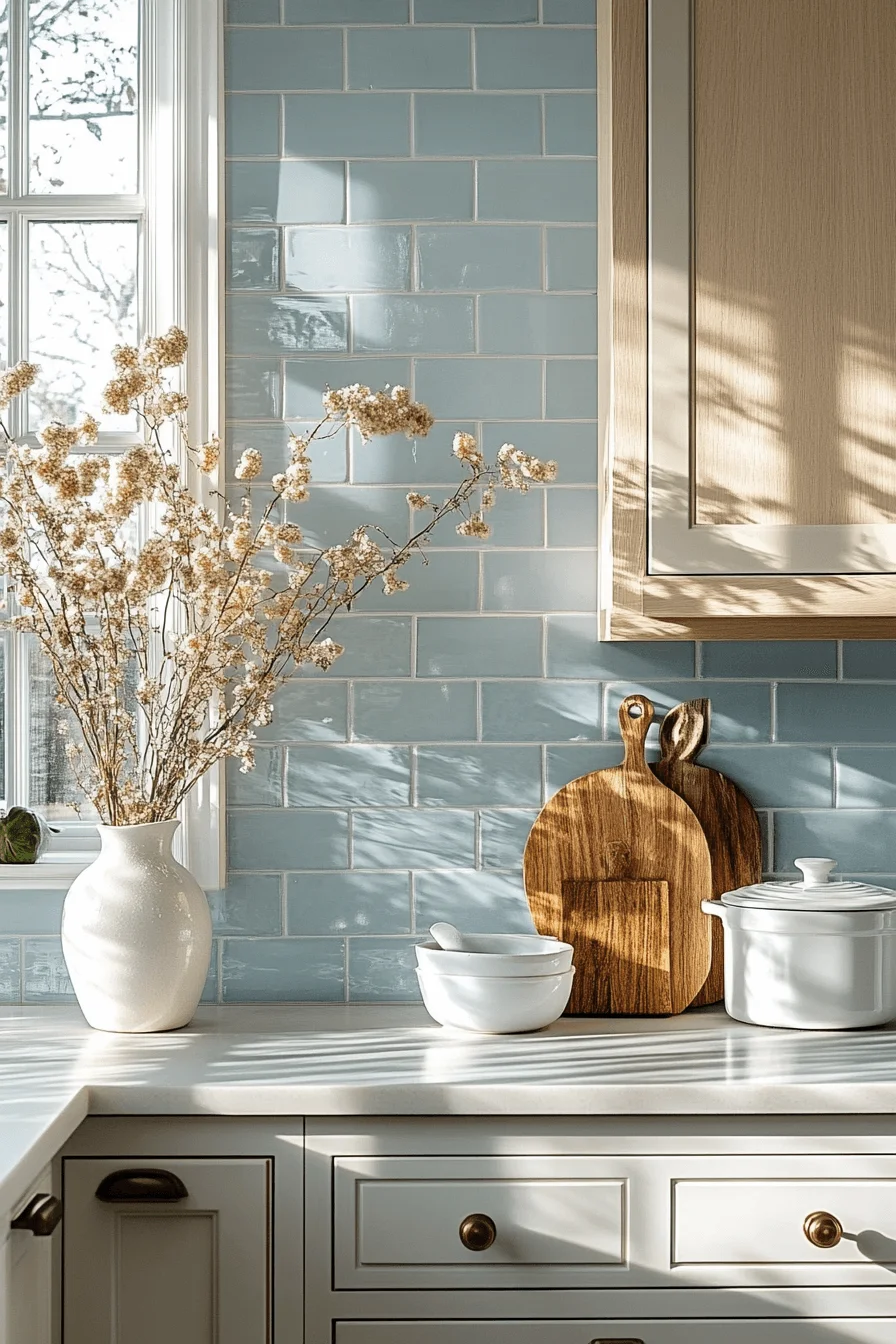 blue backsplash kitchen