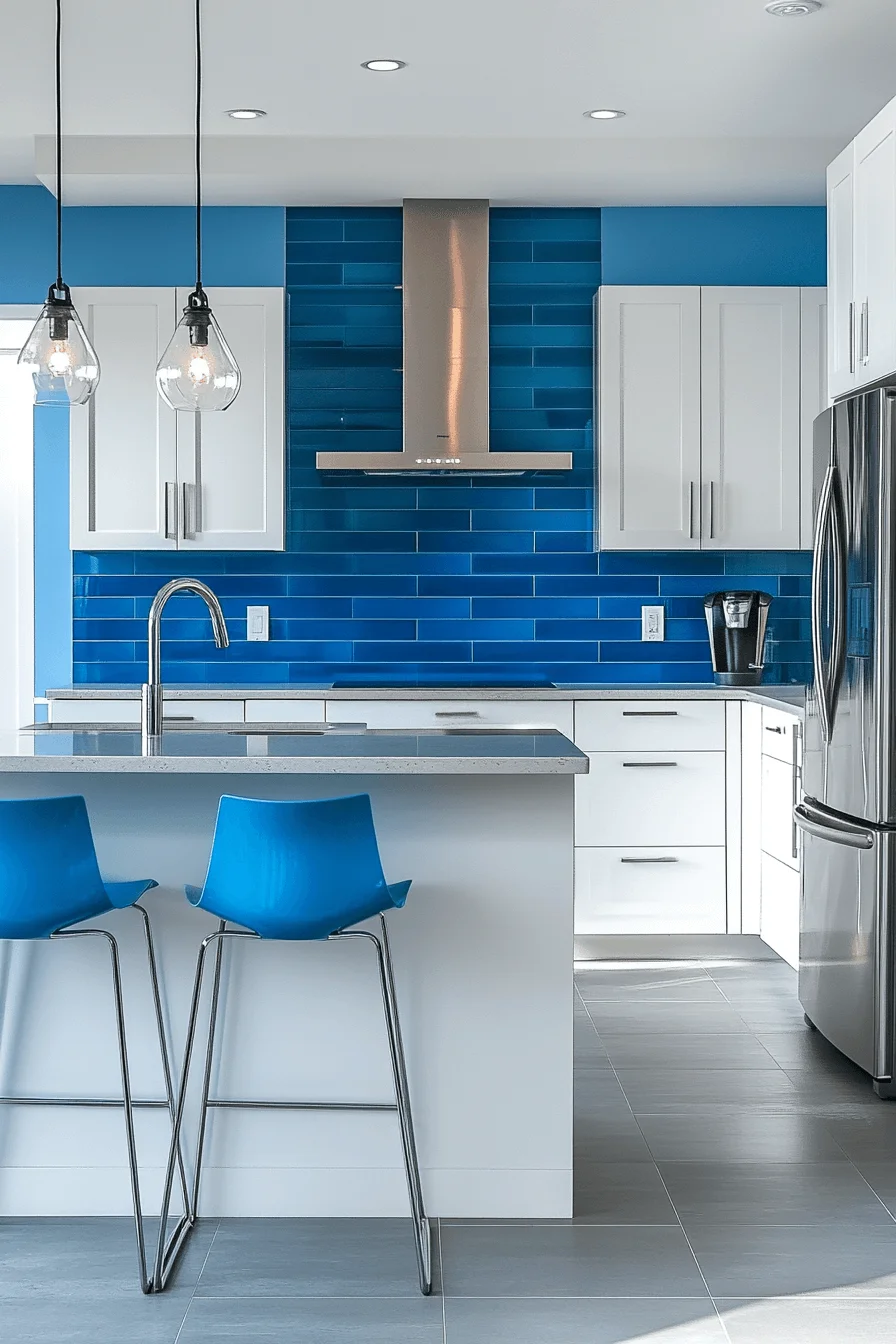 blue backsplash kitchen