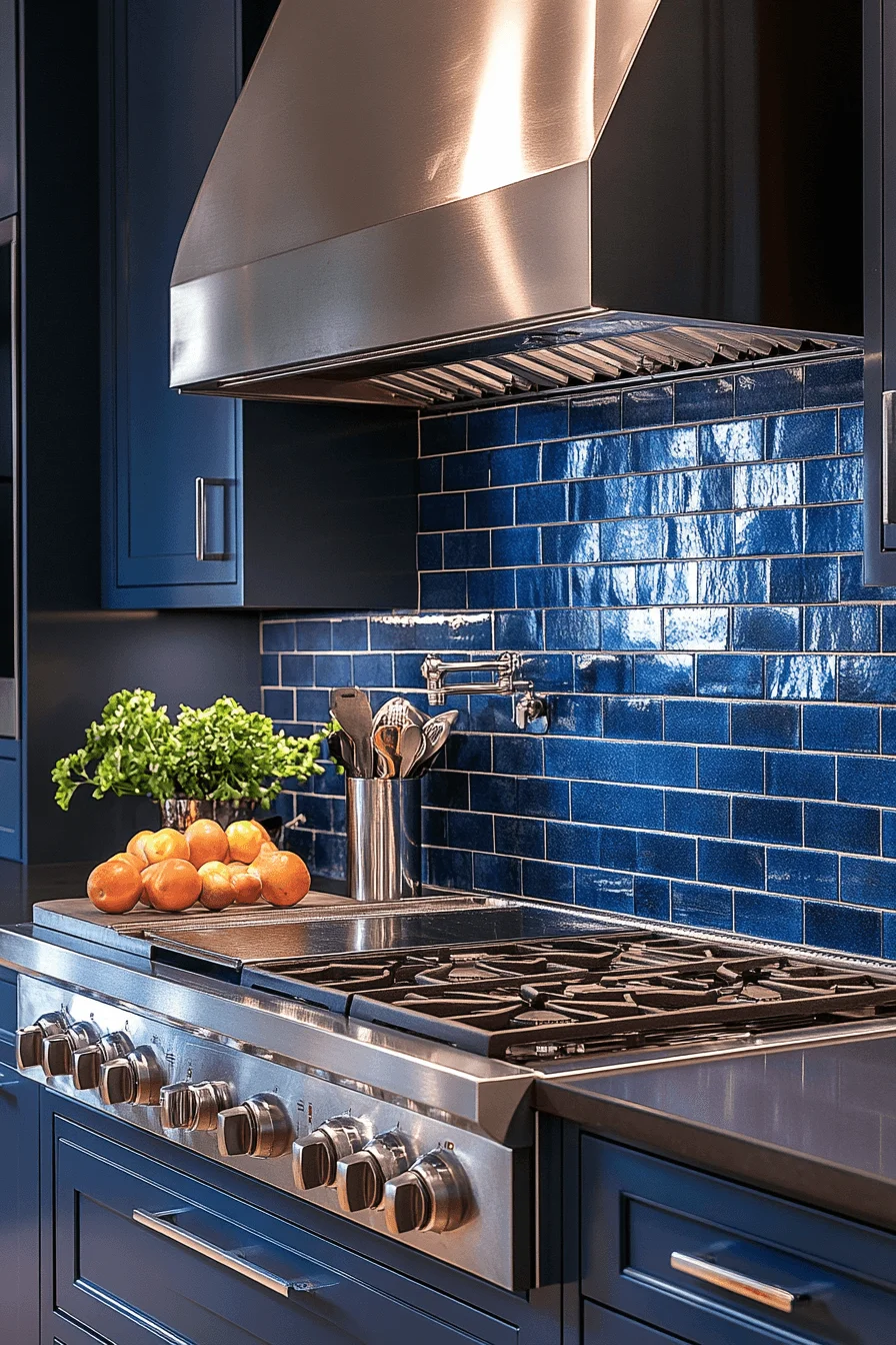 blue backsplash kitchen