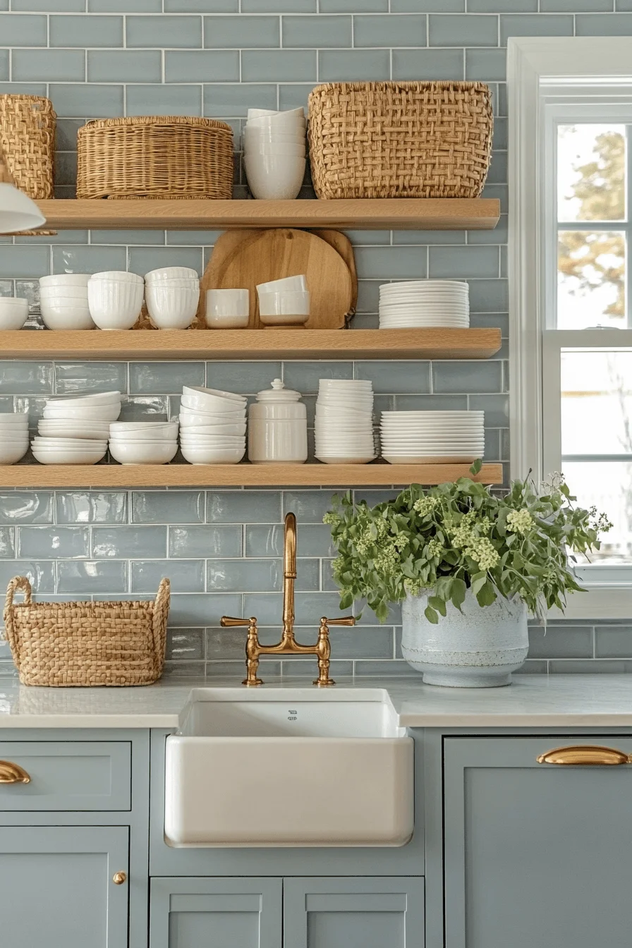 blue backsplash kitchen