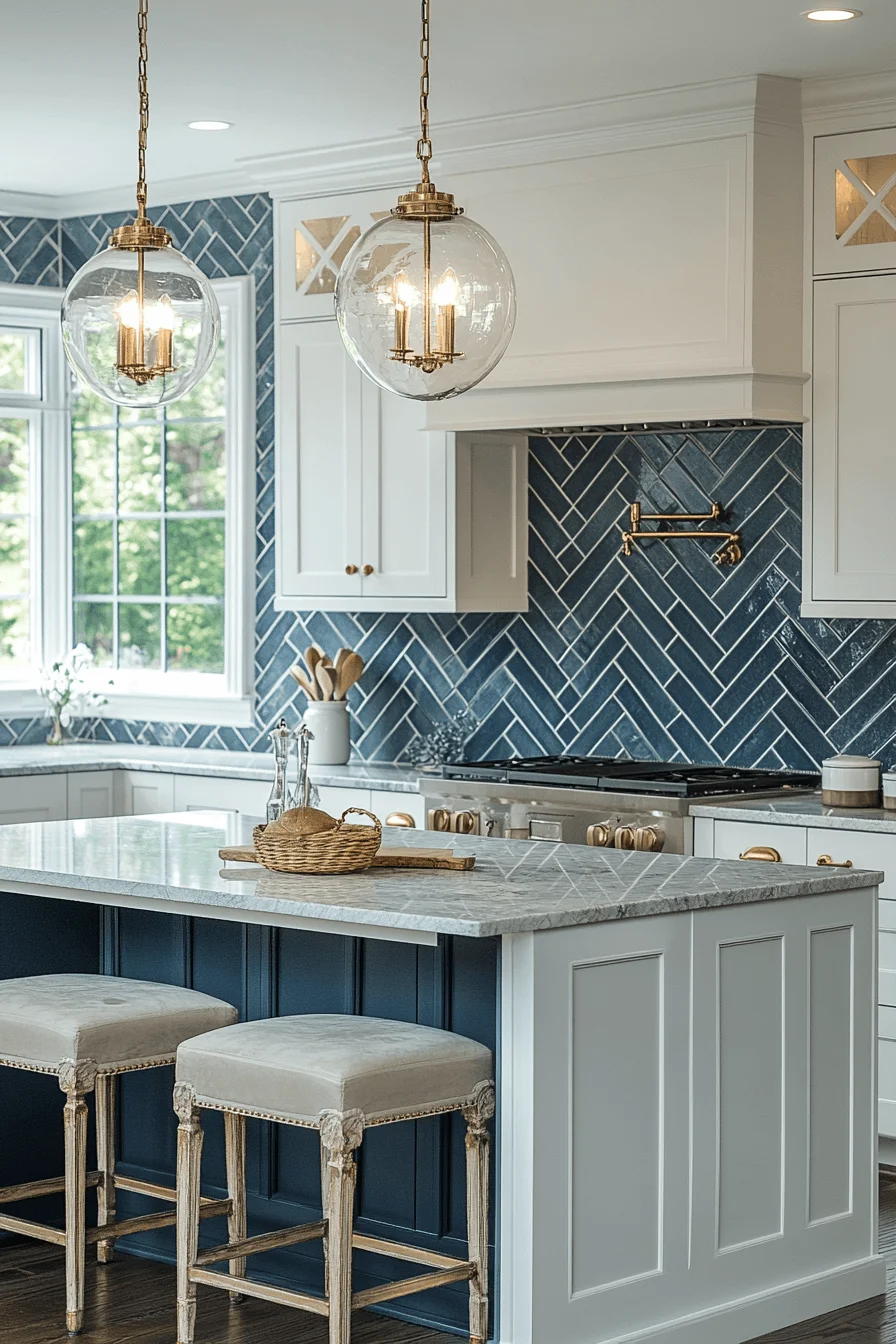 blue backsplash kitchen