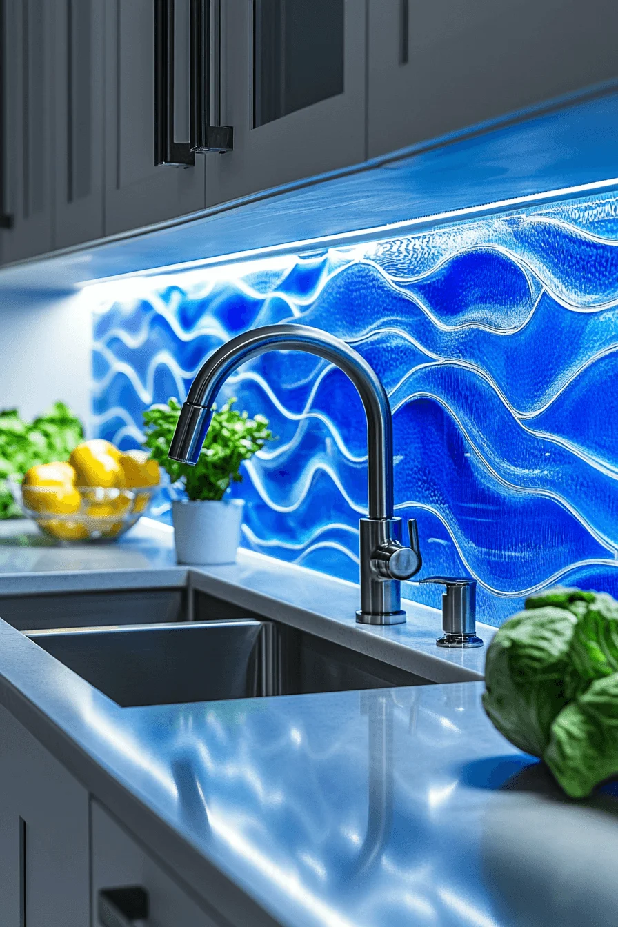 blue backsplash kitchen