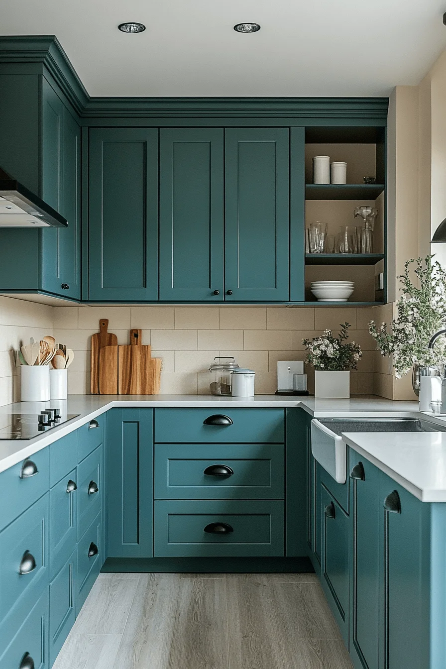Blue Green Kitchen Cabinets