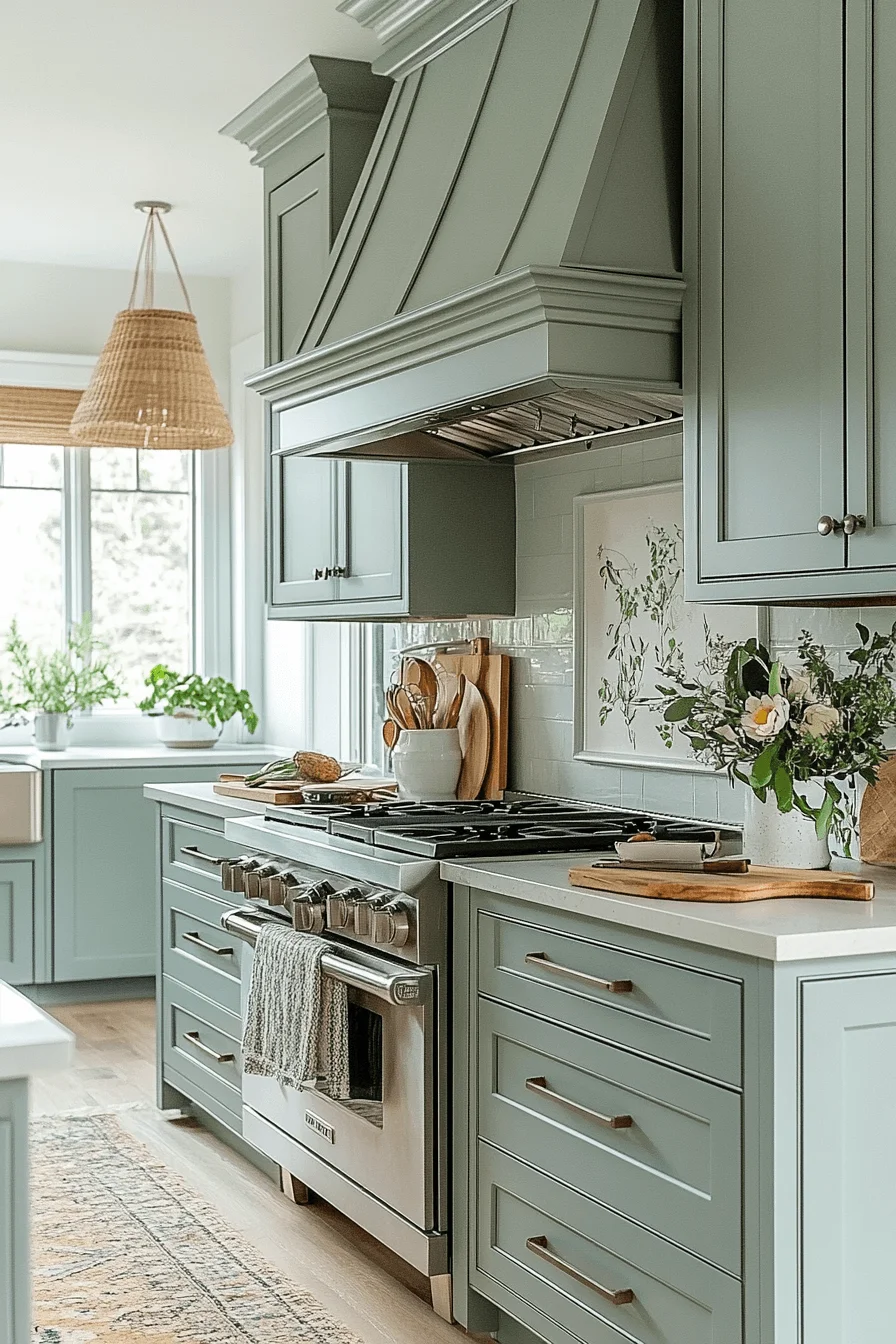 Blue Green Kitchen Cabinets