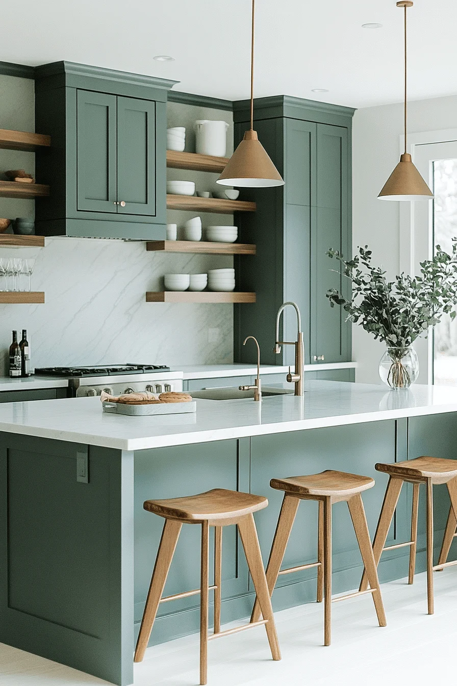 Blue Green Kitchen Cabinets