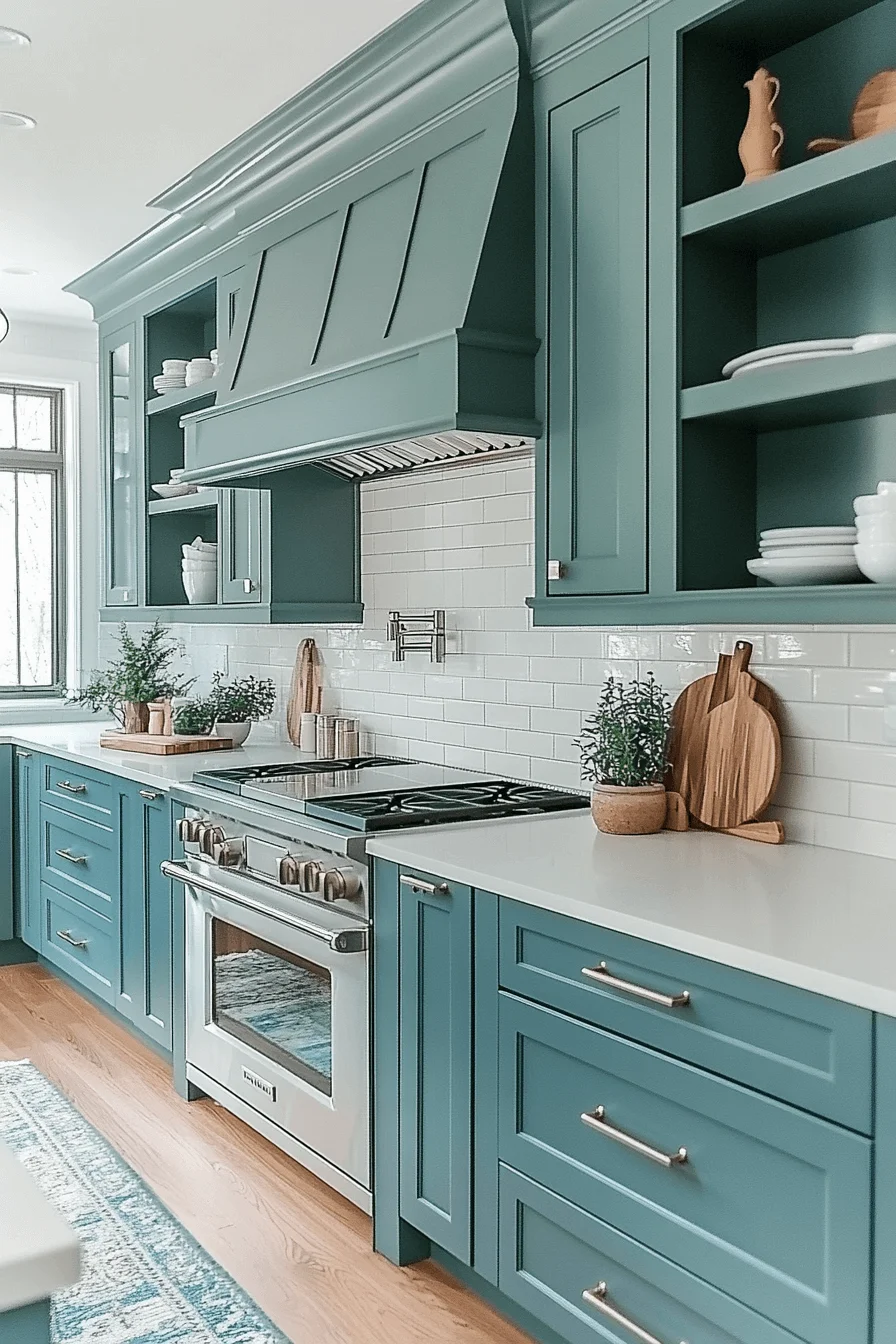 Blue Green Kitchen Cabinets