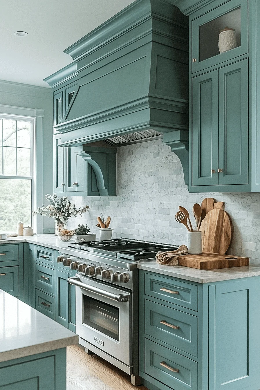 Blue Green Kitchen Cabinets