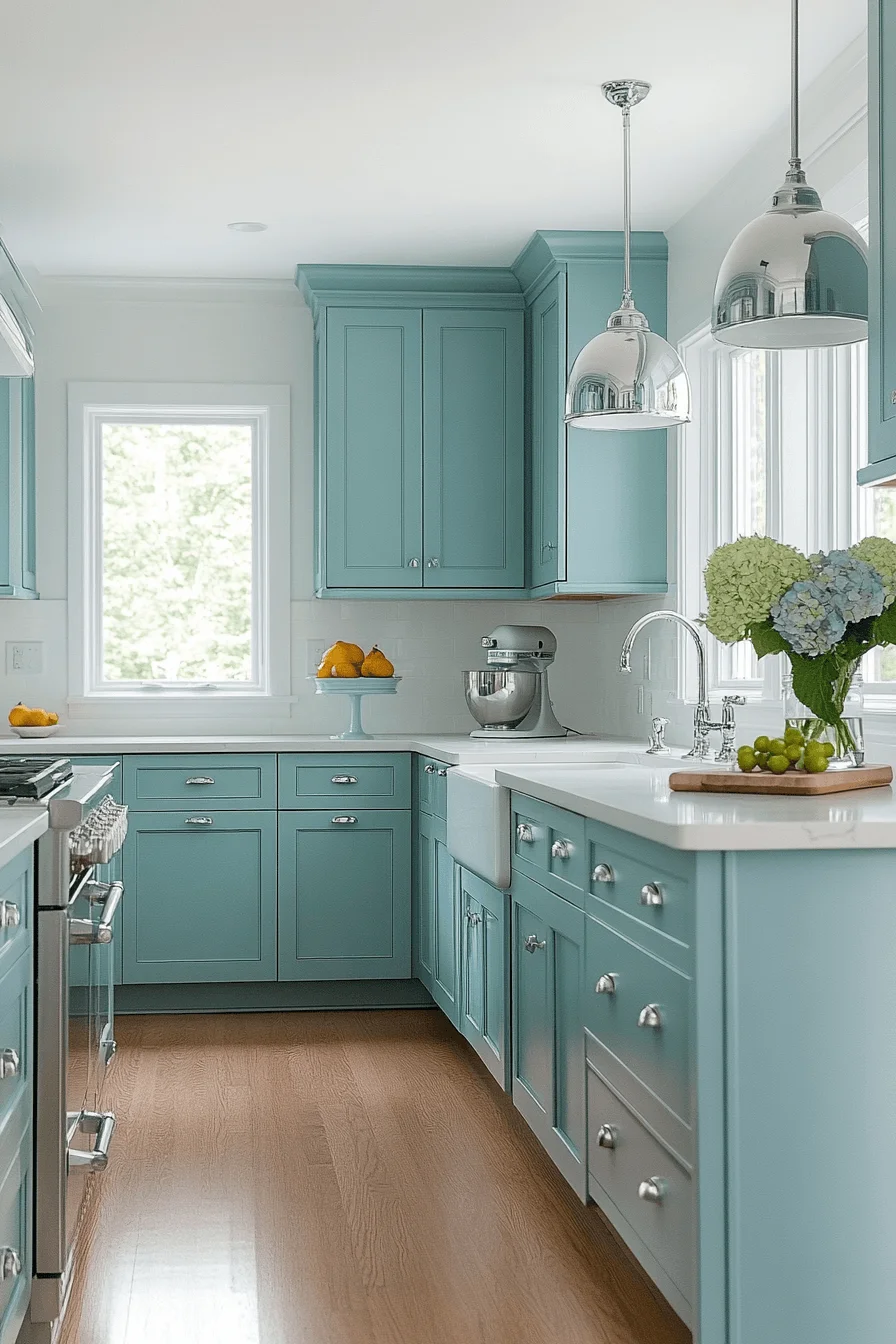 Blue Green Kitchen Cabinets