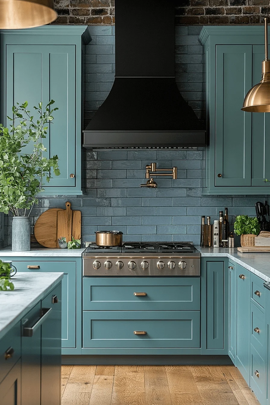 Blue Green Kitchen Cabinets