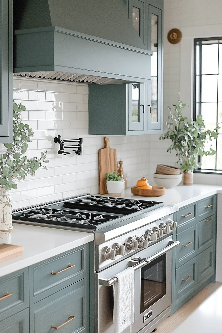 Blue Green Kitchen Cabinets