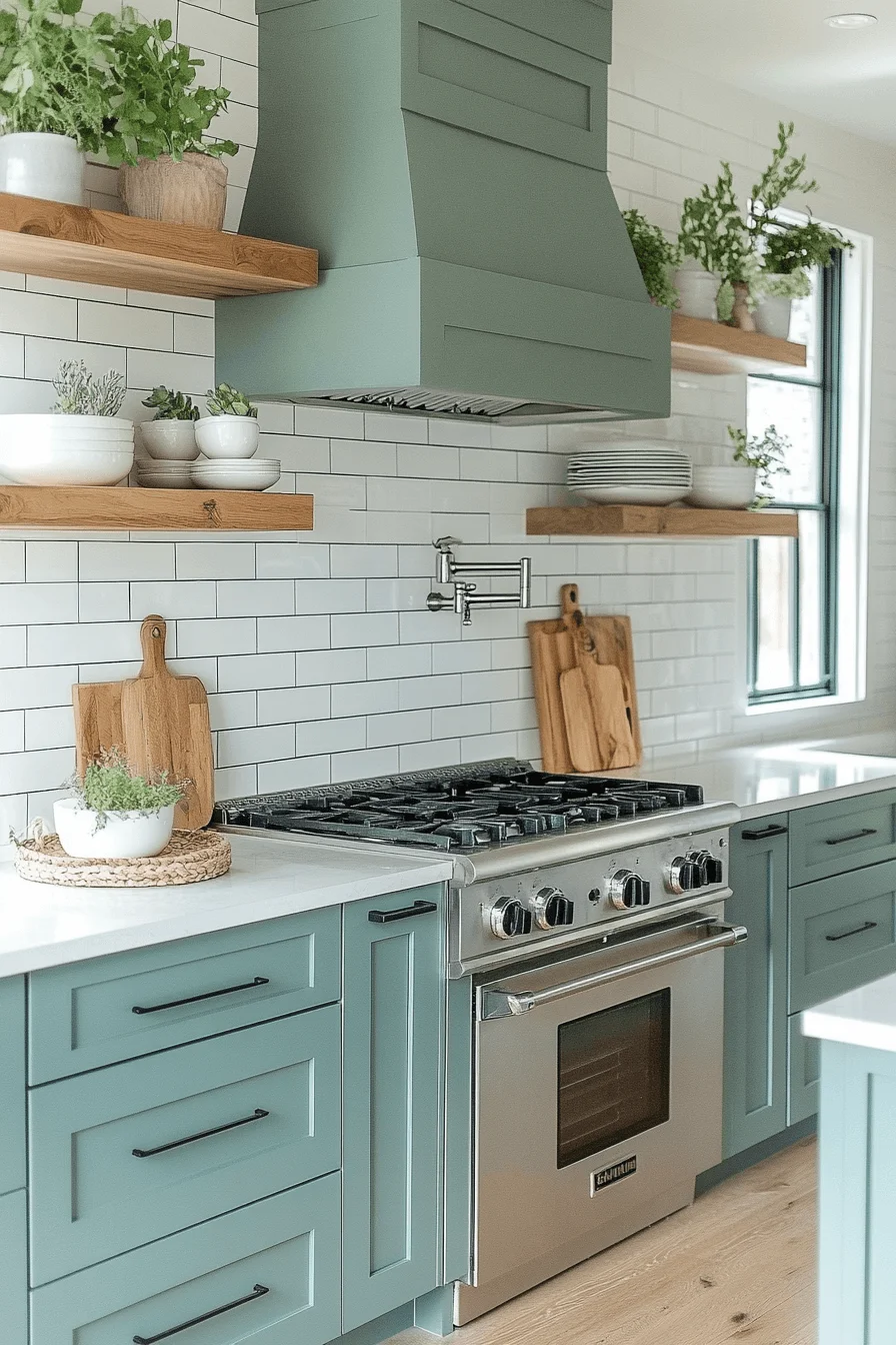 Blue Green Kitchen Cabinets