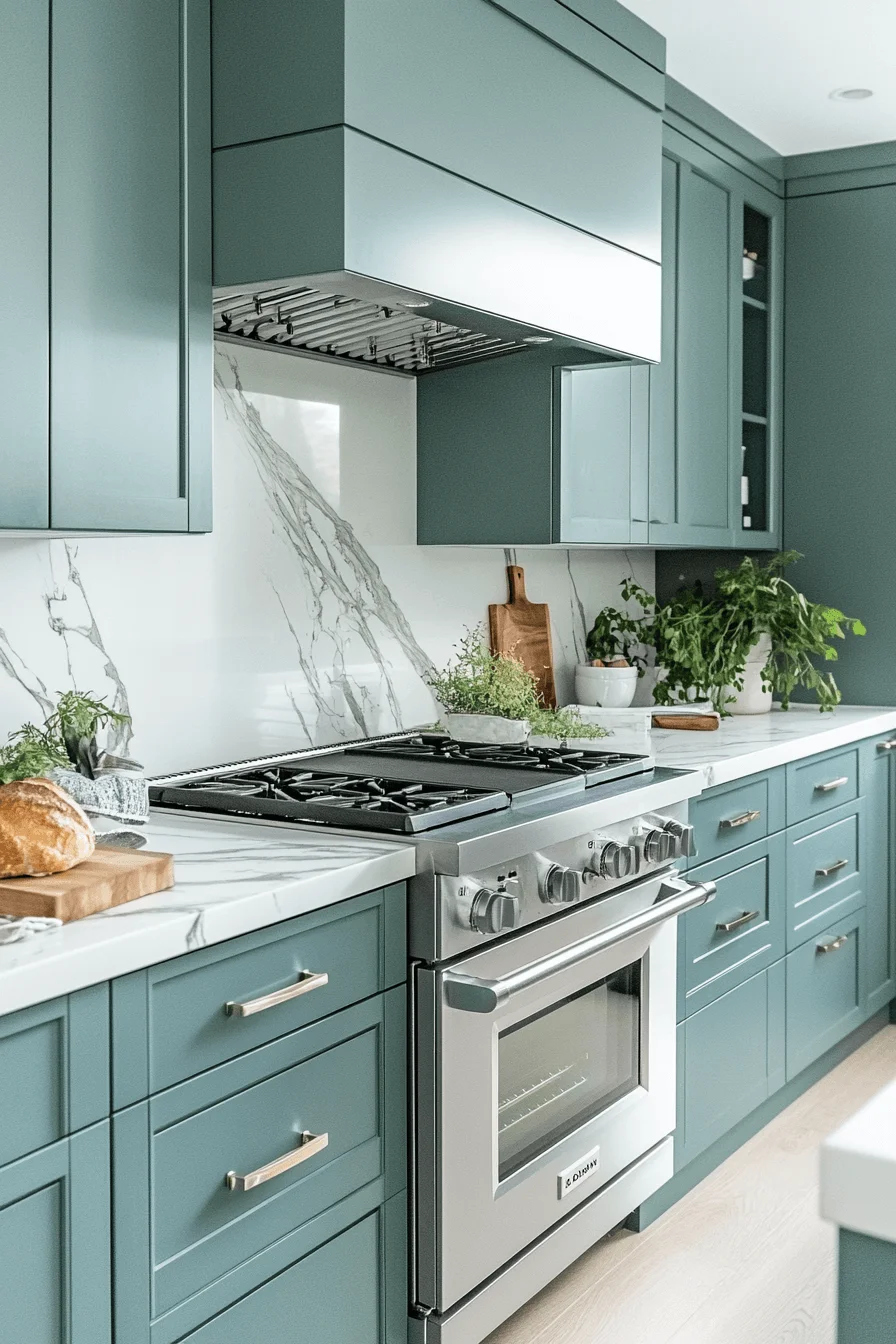 Blue Green Kitchen Cabinets