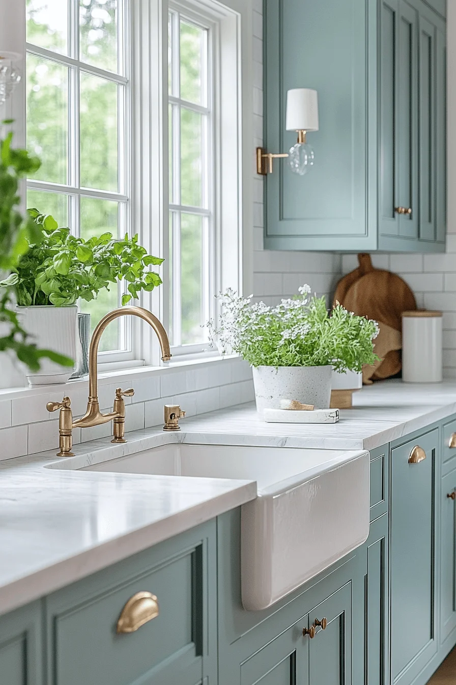 Blue Green Kitchen Cabinets