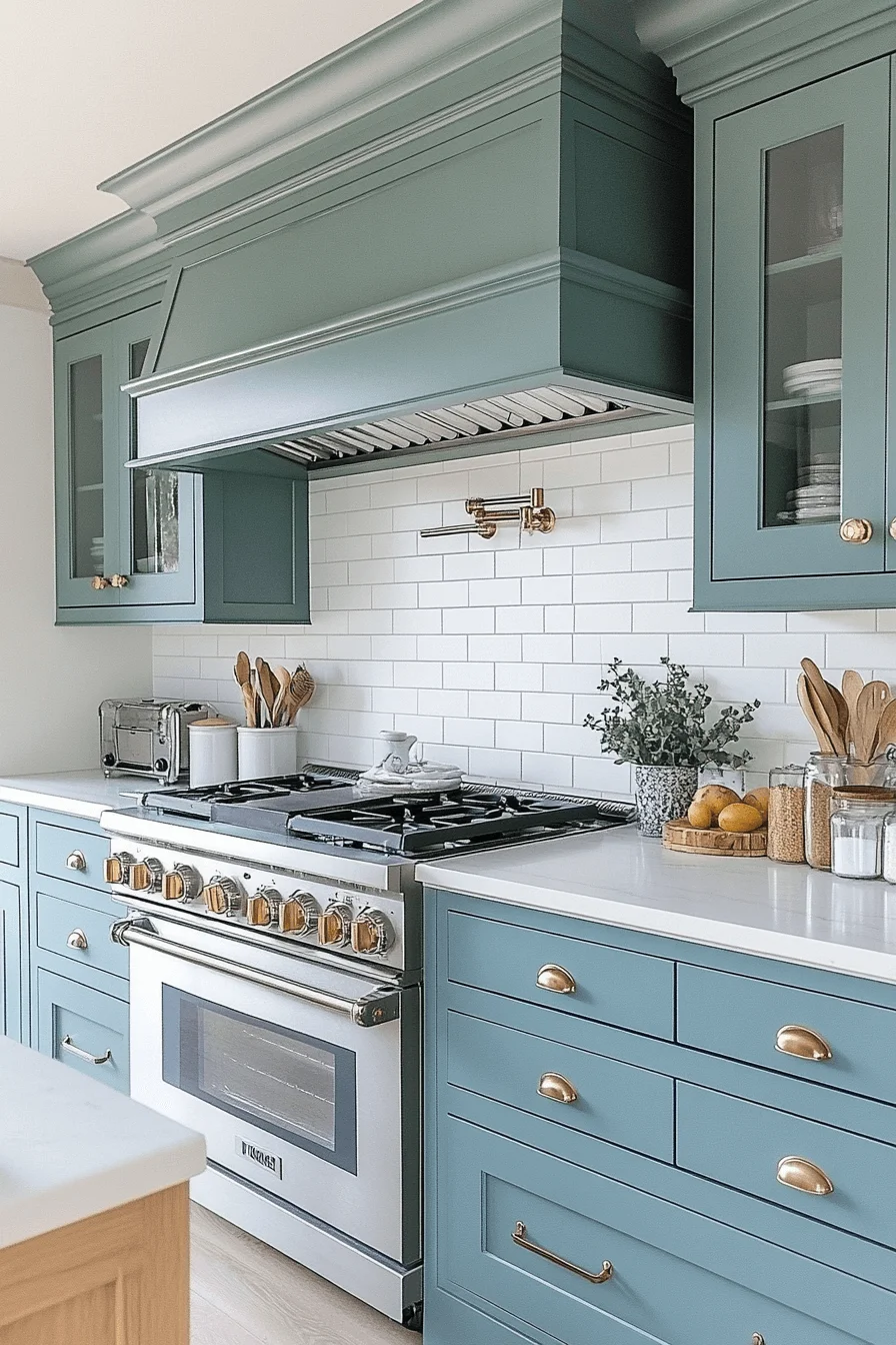 Blue Green Kitchen Cabinets