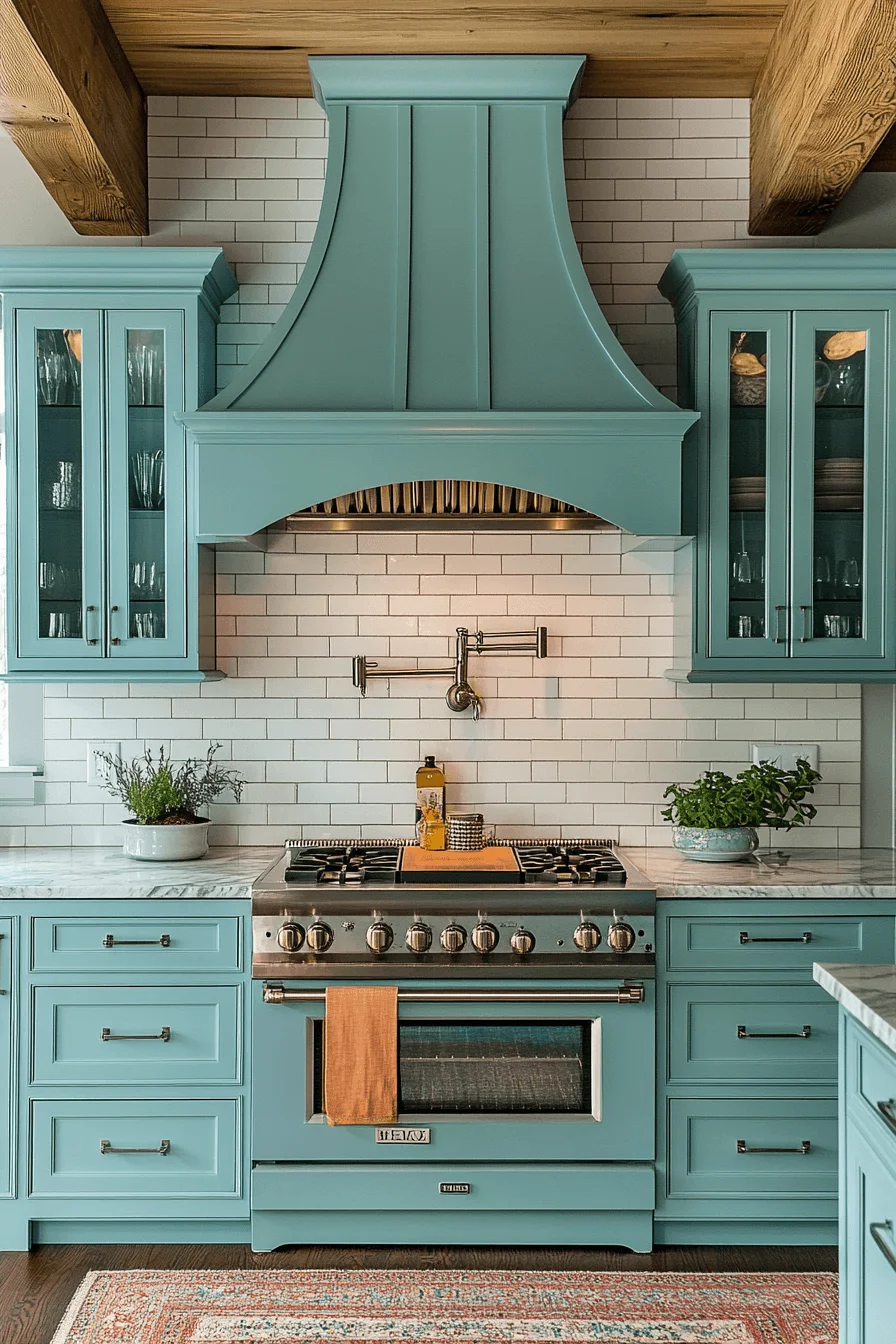 Blue Green Kitchen Cabinets