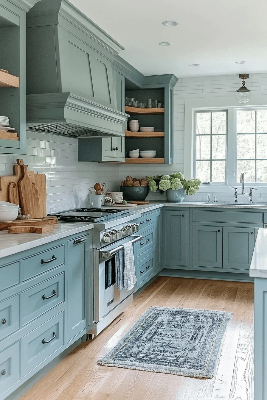 Blue Green Kitchen Cabinets
