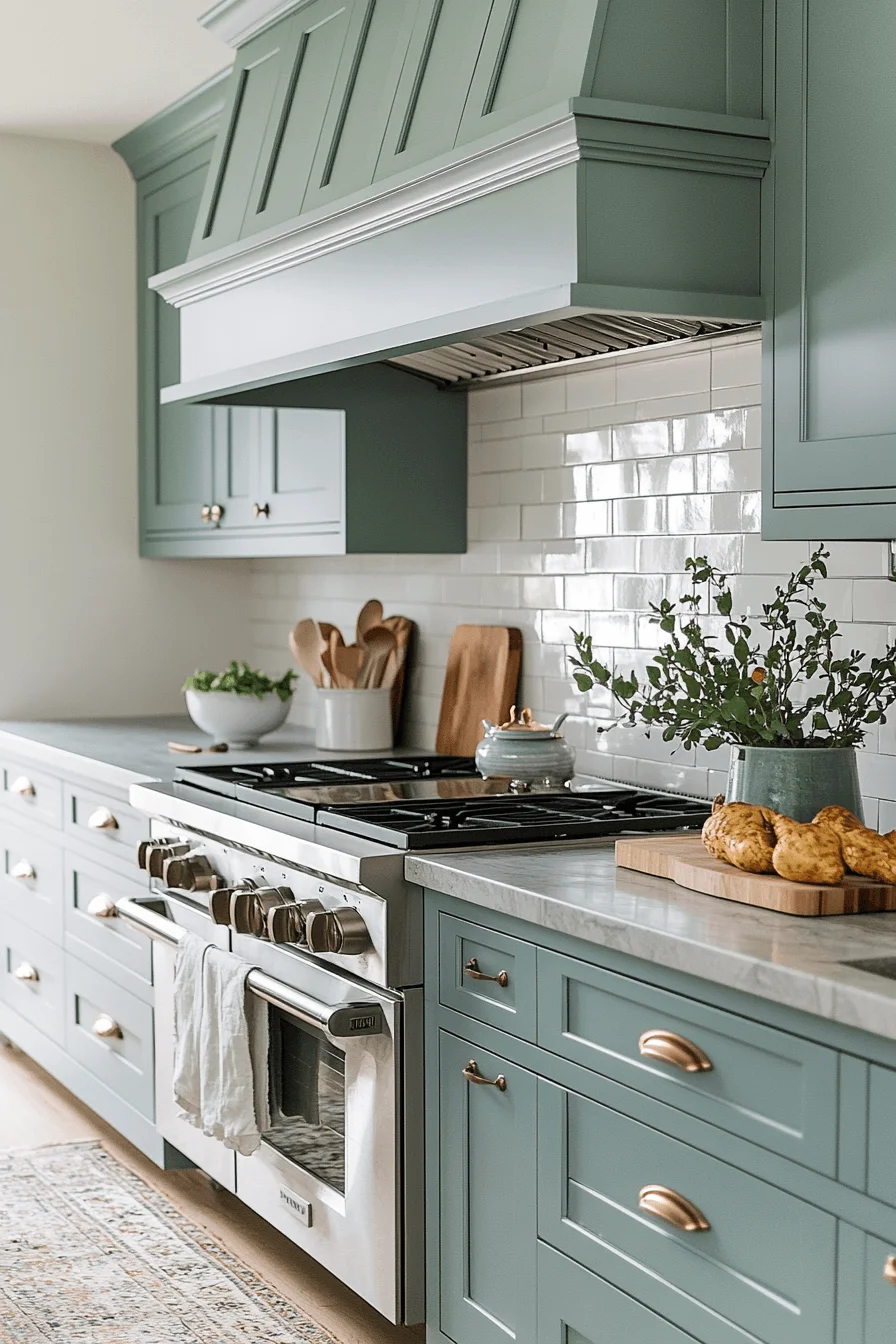 Blue Green Kitchen Cabinets