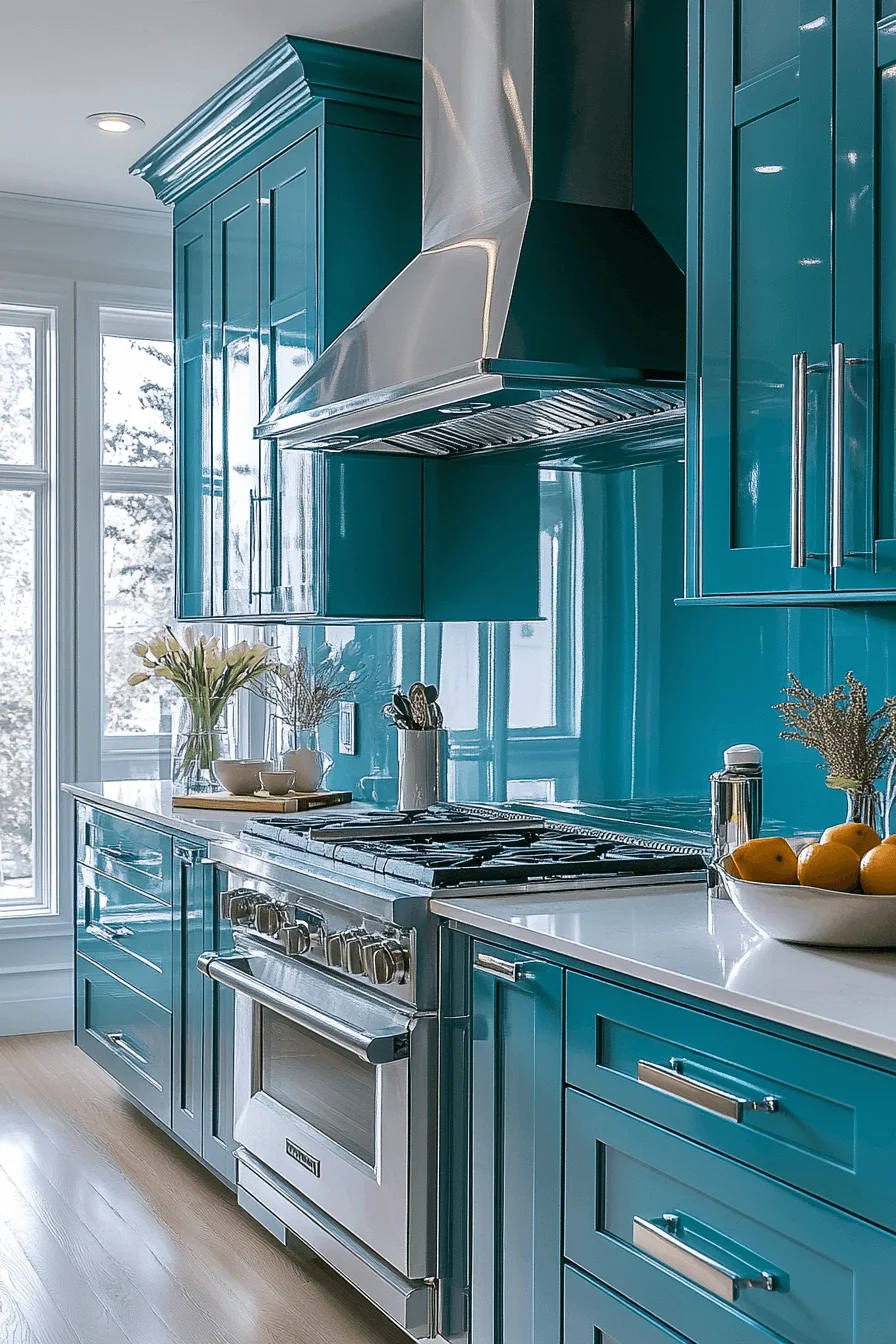Blue Green Kitchen Cabinets