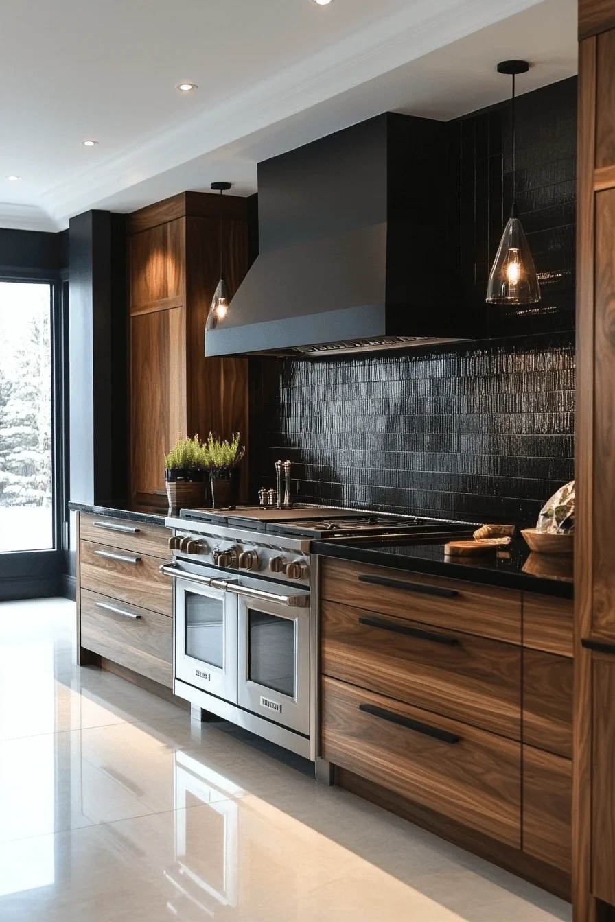 Dark Walnut Kitchen Cabinets