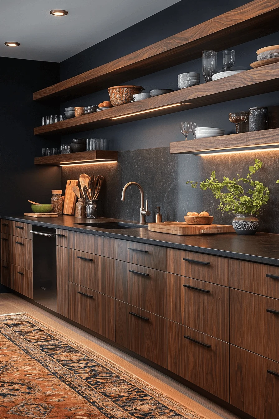 Dark Walnut Kitchen Cabinets