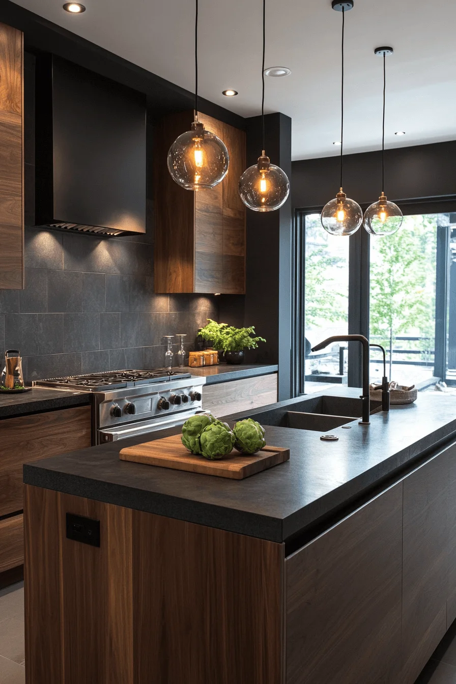 Dark Walnut Kitchen Cabinets