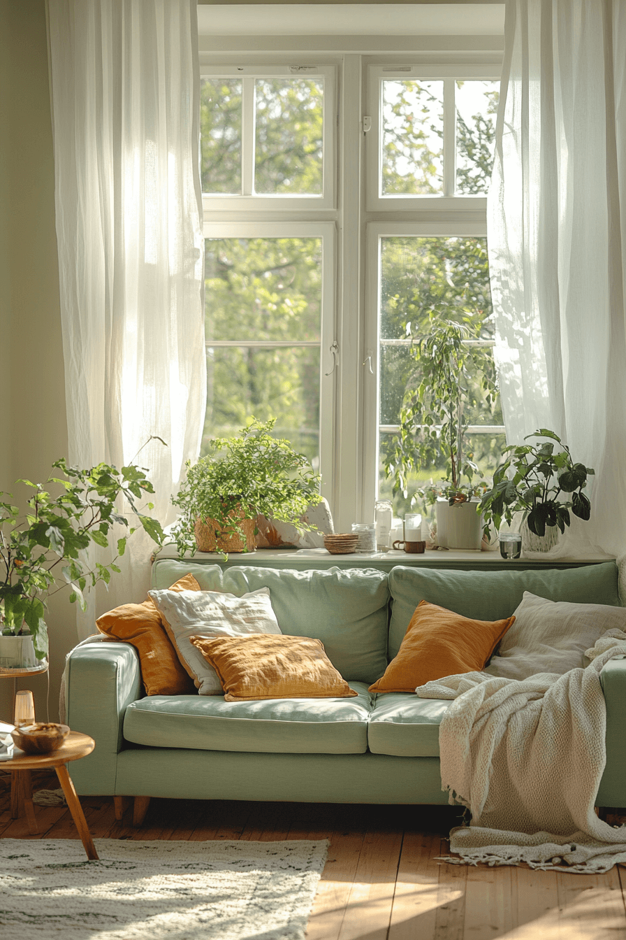 green couch living room ideas